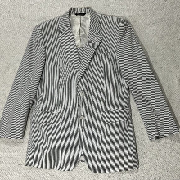 Joseph A Banks mens blue seersucker suit - Picture 2 of 4